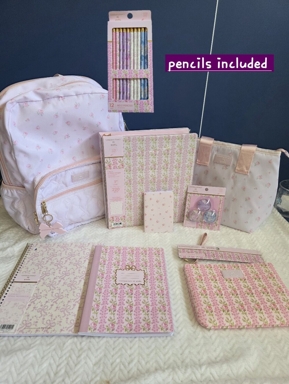 LoveShackFancy Target Yoobi pink backpack lunch bag tech organizer 9 lot bundle
